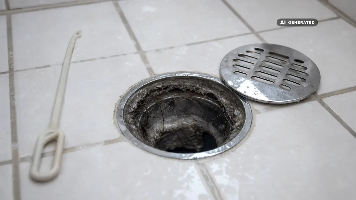 KI-generiertes Bild: Duschabfluss reinigen – Schritt für Schritt zu freiem Abfluss